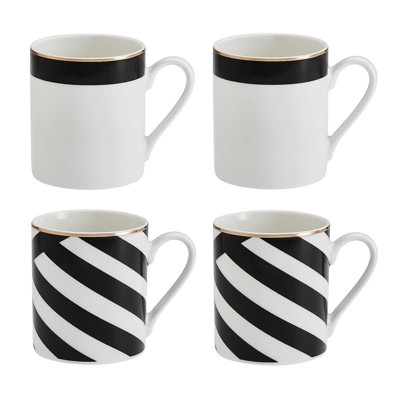 Mikasa Set of 4 Luxury Deco Stripe Clay Mugs