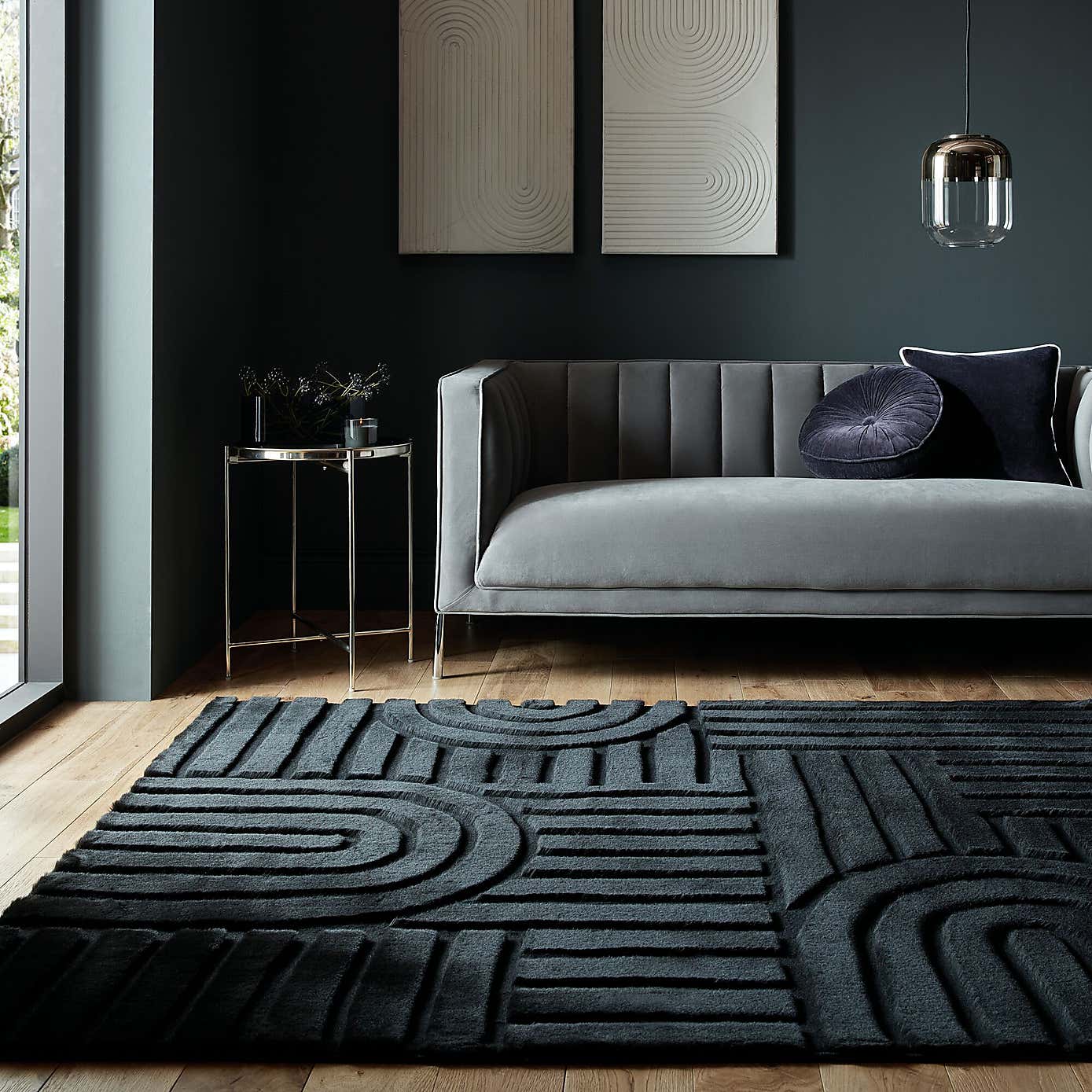 Supersoft Lush Geometric Fux Fur Arch Rug