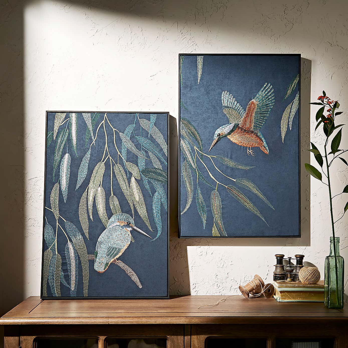 Set of 3 Kingfisher Canvas 40cm x 60cm