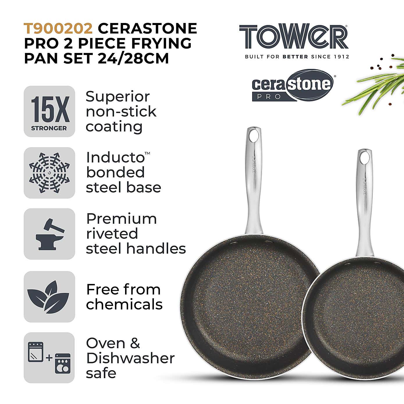 TOWER Cerastone Pro Set of 2 Fry Pan Set