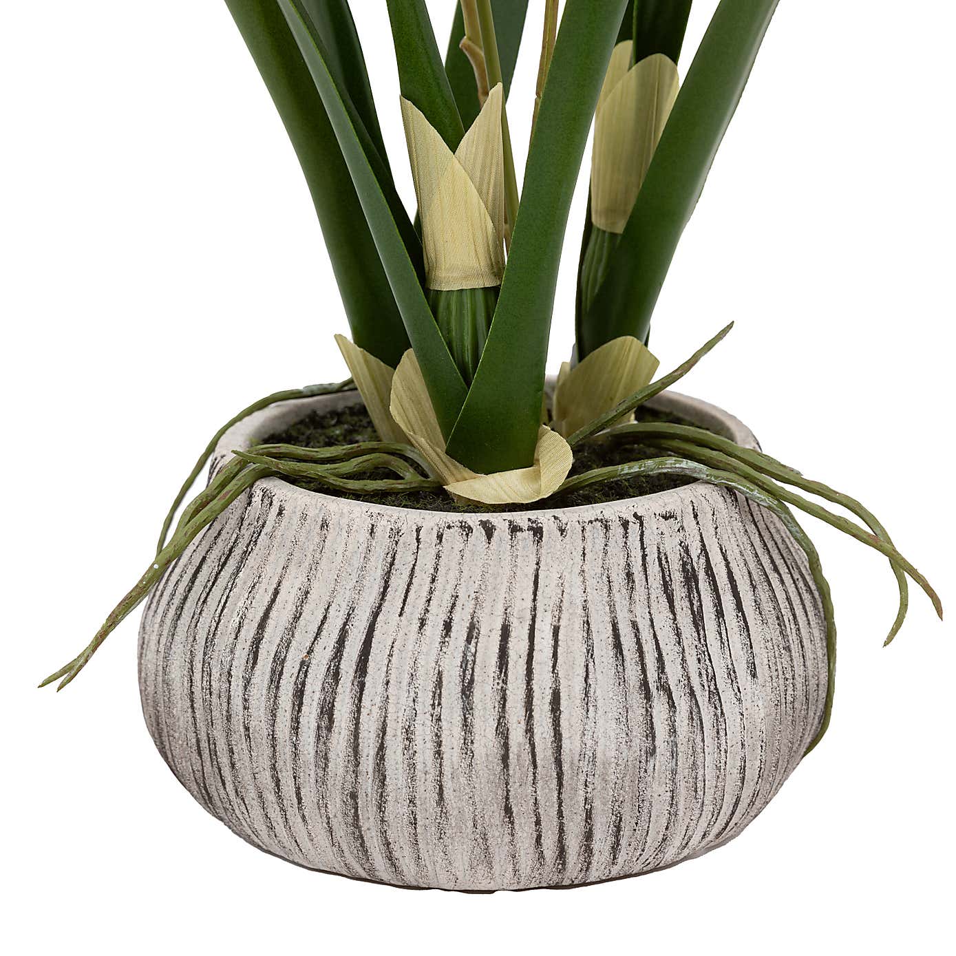 Artificial White Orchid in Ceramic Pot