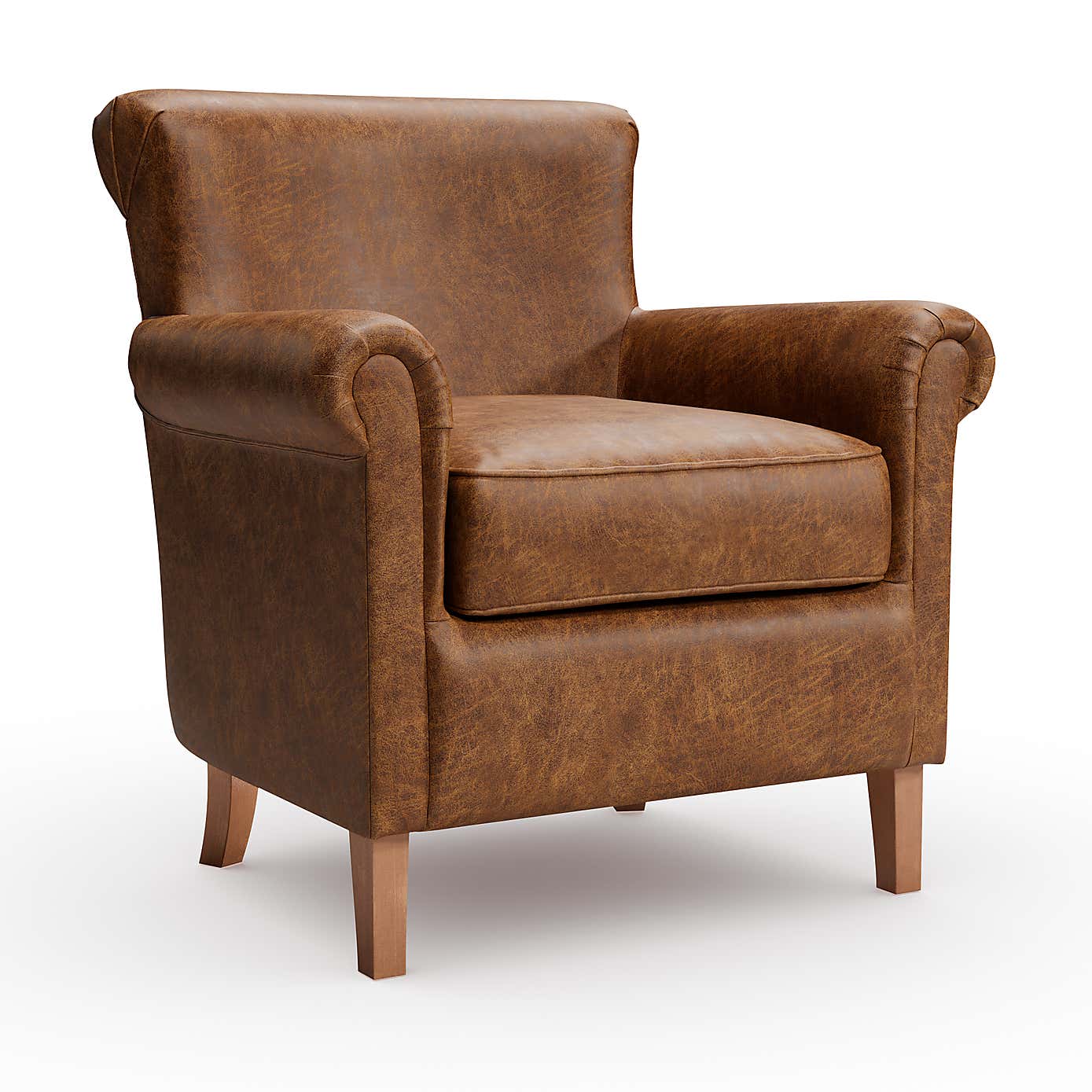 Alba Relaxed Faux Leather Occasional Armchair, Tan
