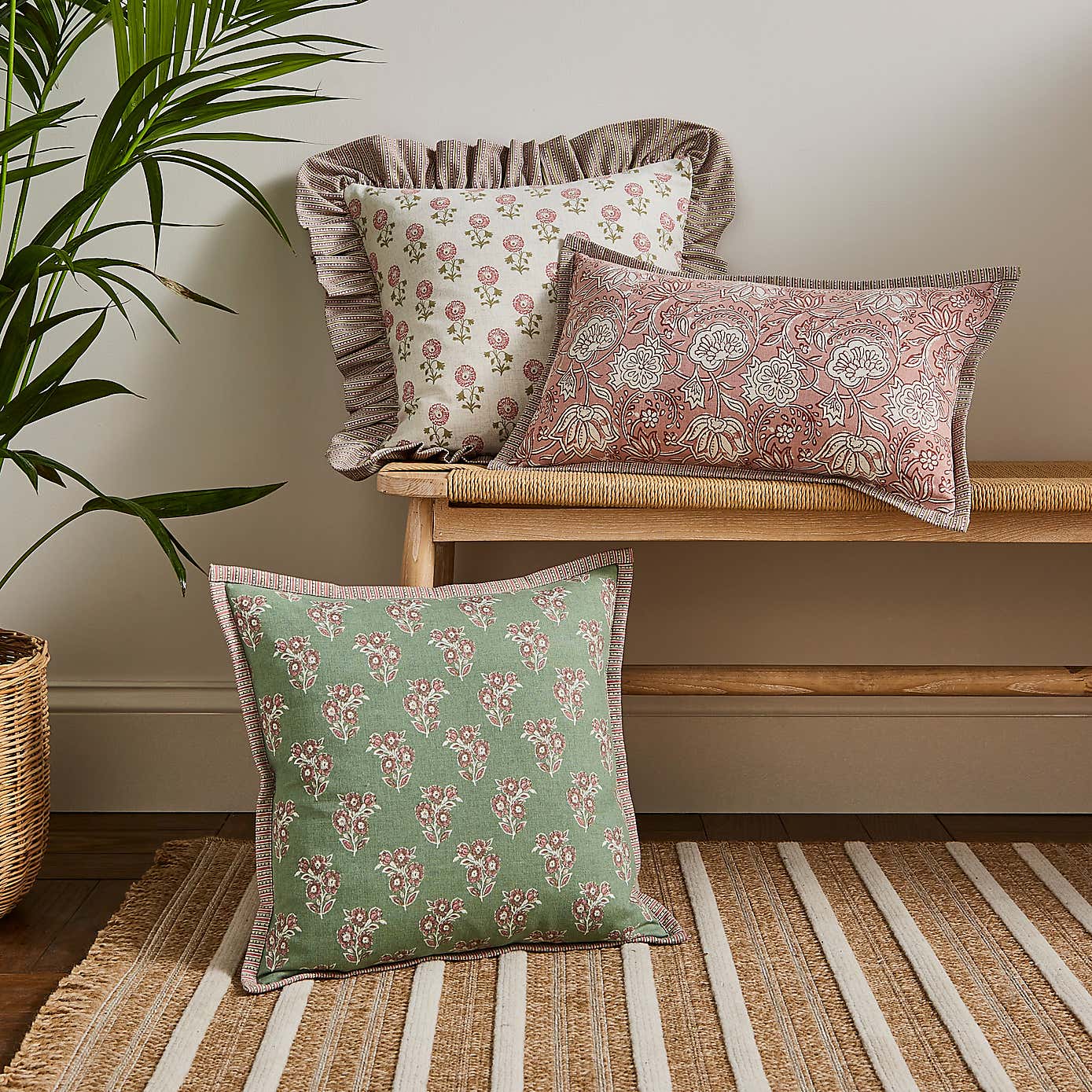 Woodblock Ditsy Bunch Cushion Cover