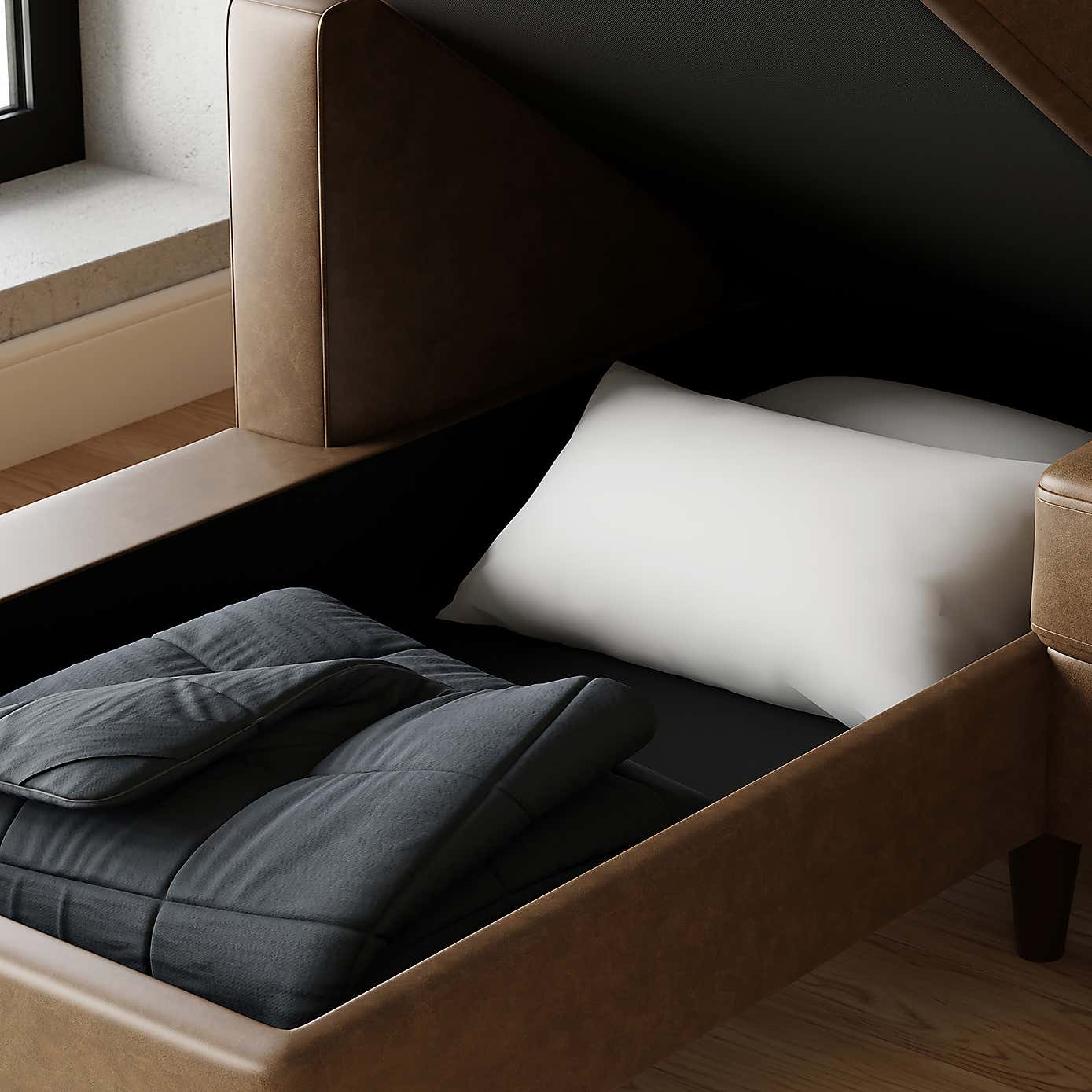 Zoe Faux Leather 3 Seater Corner Double Sofa Bed