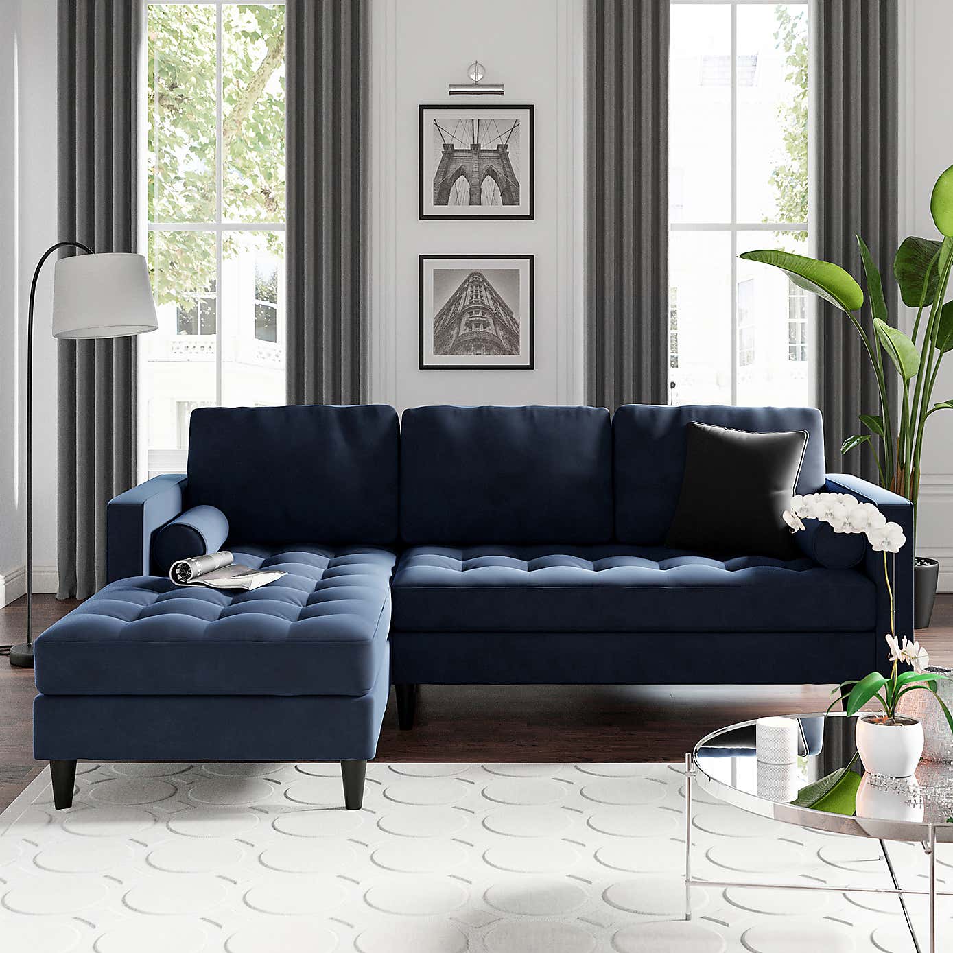 Zoe Velvet Left Hand Corner Sofa