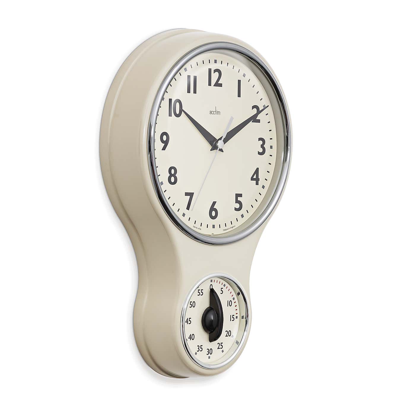 Acctim Kitchen Time Retro Wall Clock Timer Quartz 20cm