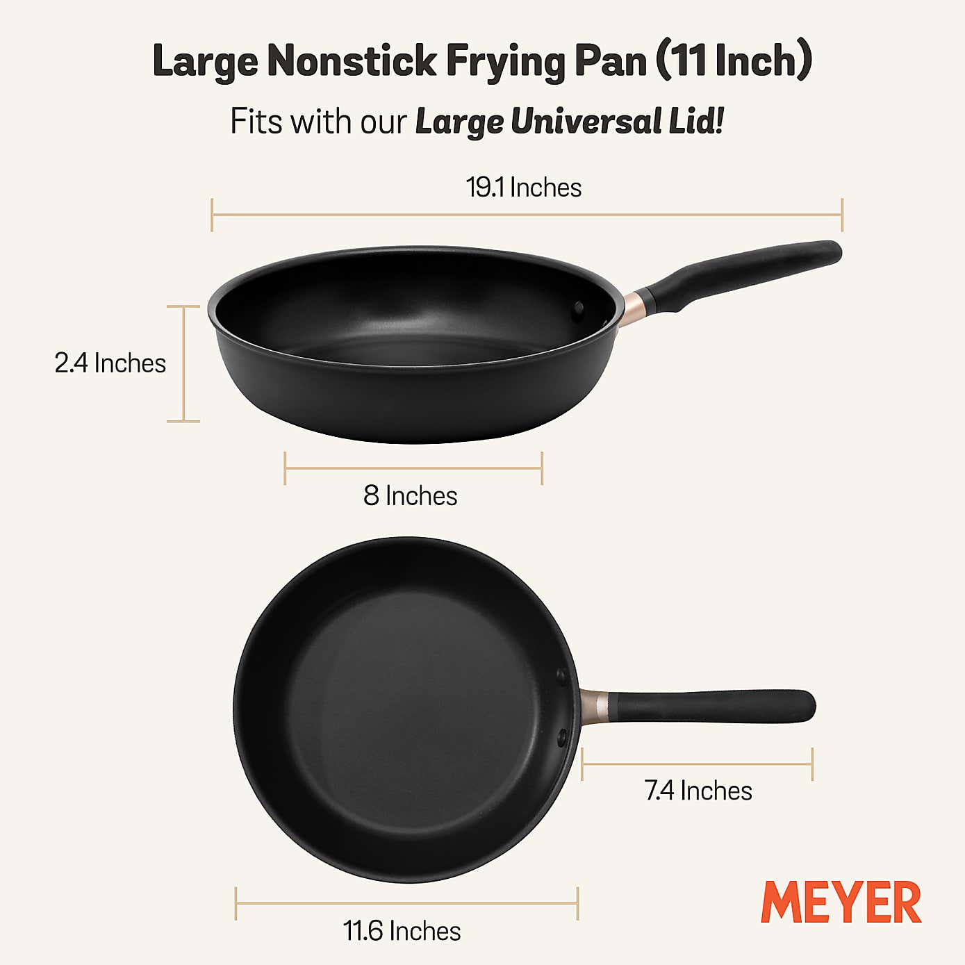 Meyer Accent Non-Stick Hard Anodised Aluminium Frying Pan, 28cm