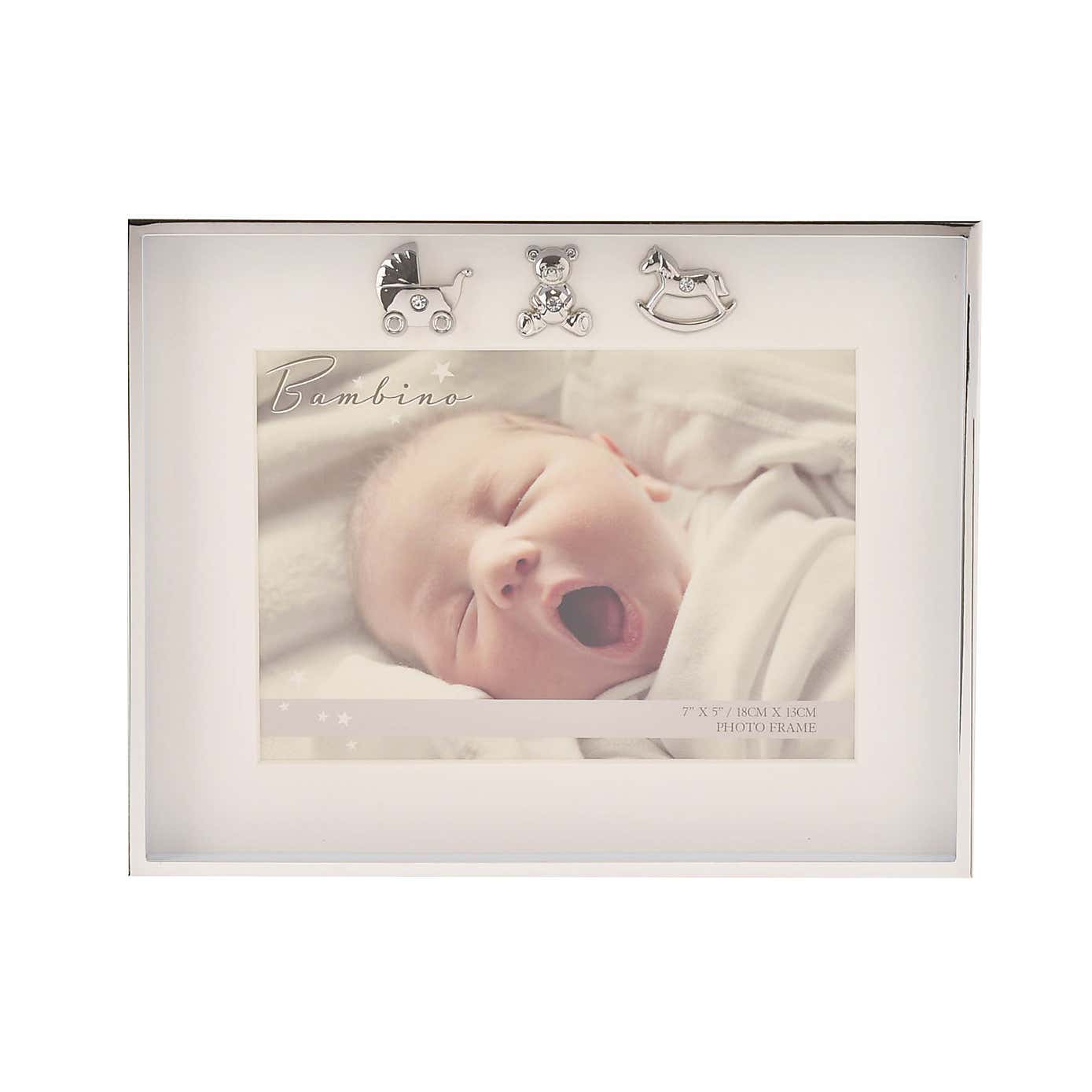 Bambino Thin Silver Plated  3 Icons Border Frame