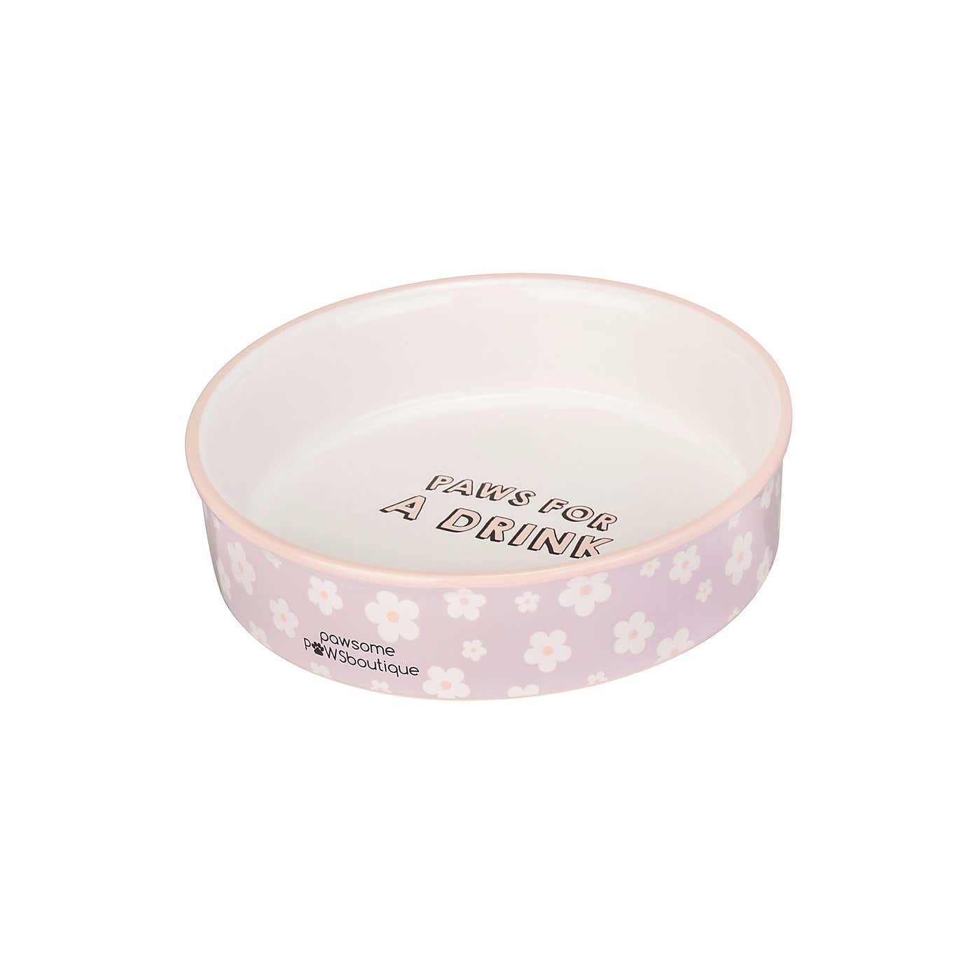 Set of 2 Flowers Ceramic Pet Bowls