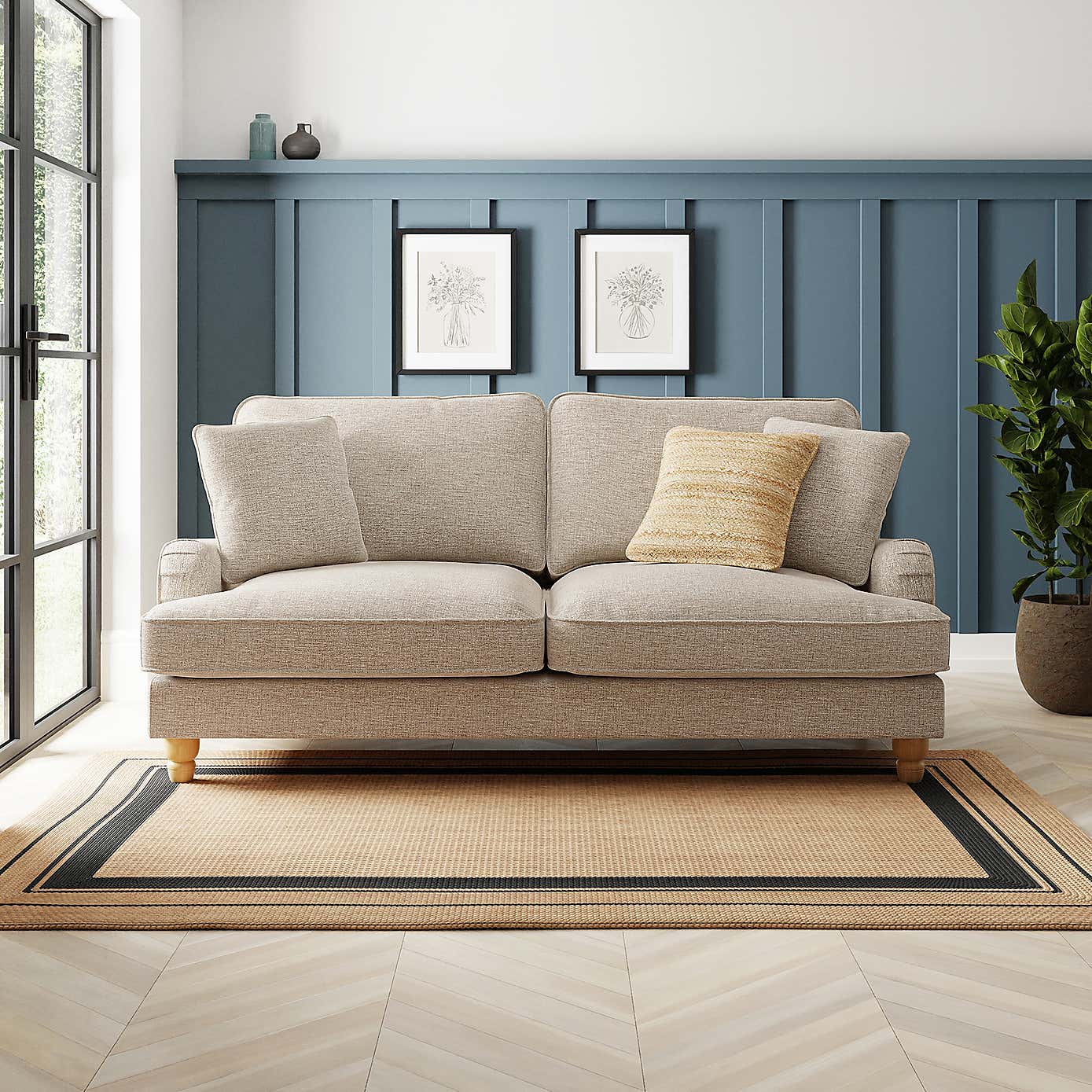 Beatrice Tonal Textured Weave 3 Seater Double Sofa Bed