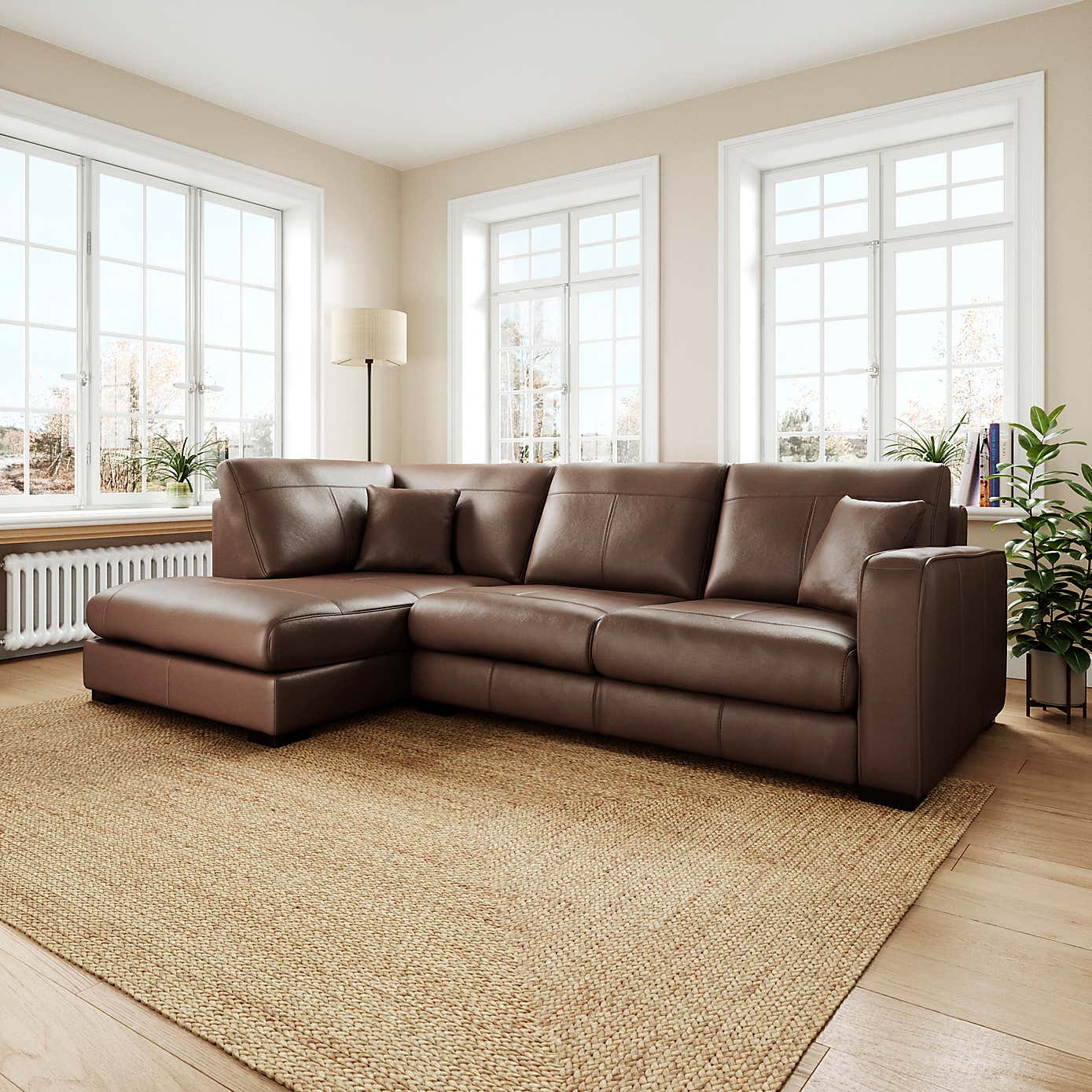 Carson Classic Leather Large Corner Chaise Sofa