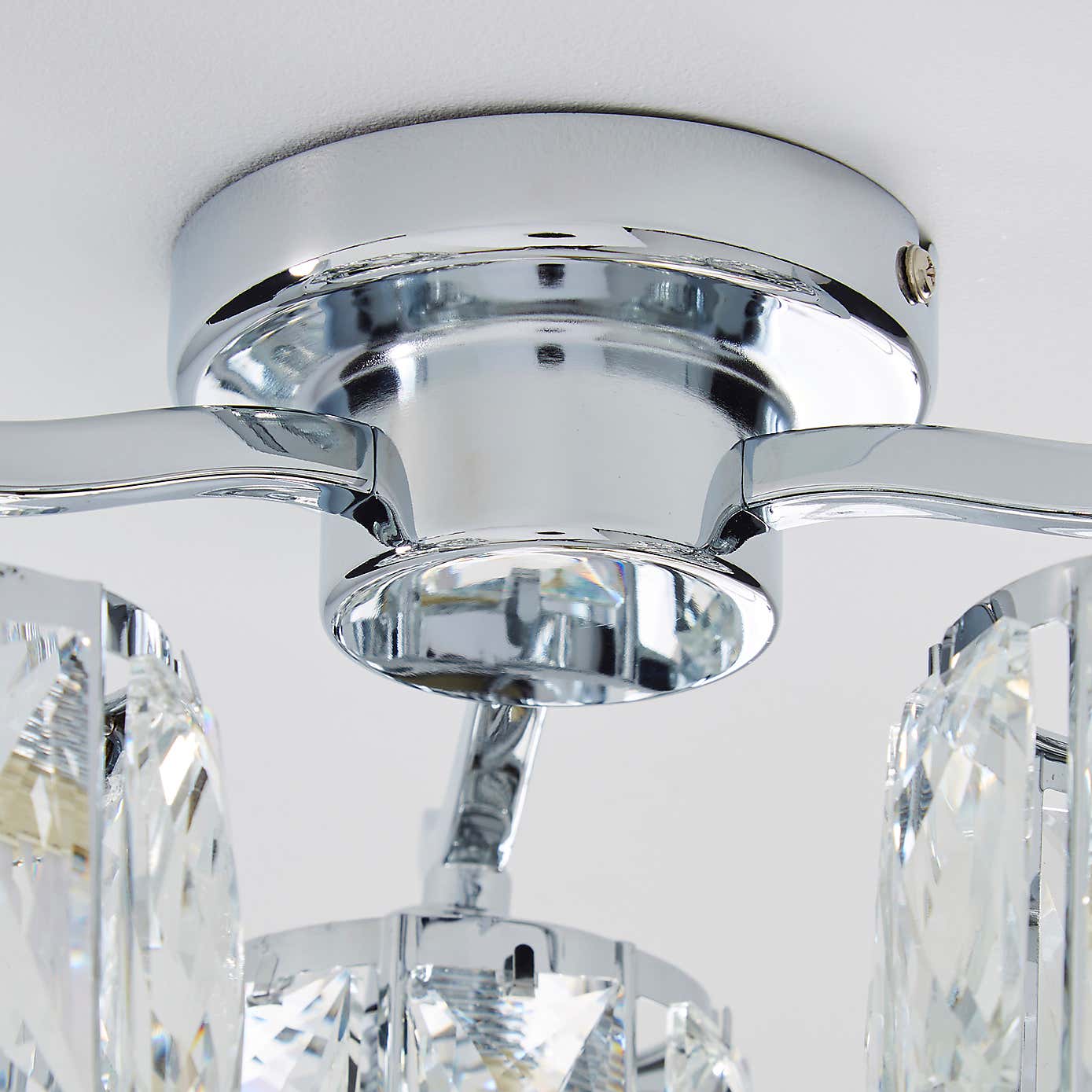 Kleio 3 Light Glass Chrome Semi-Flush Ceiling Fitting