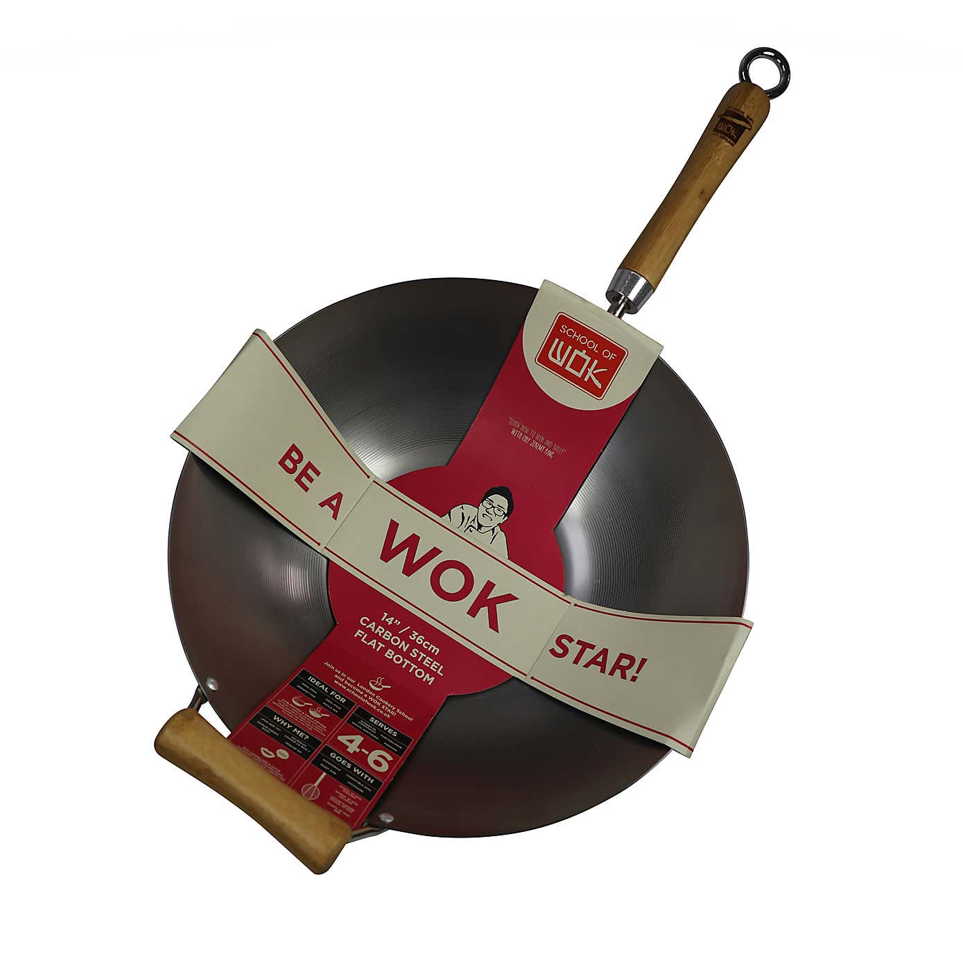 School of Wok 36cm Uncoated Carbon Steel Wok