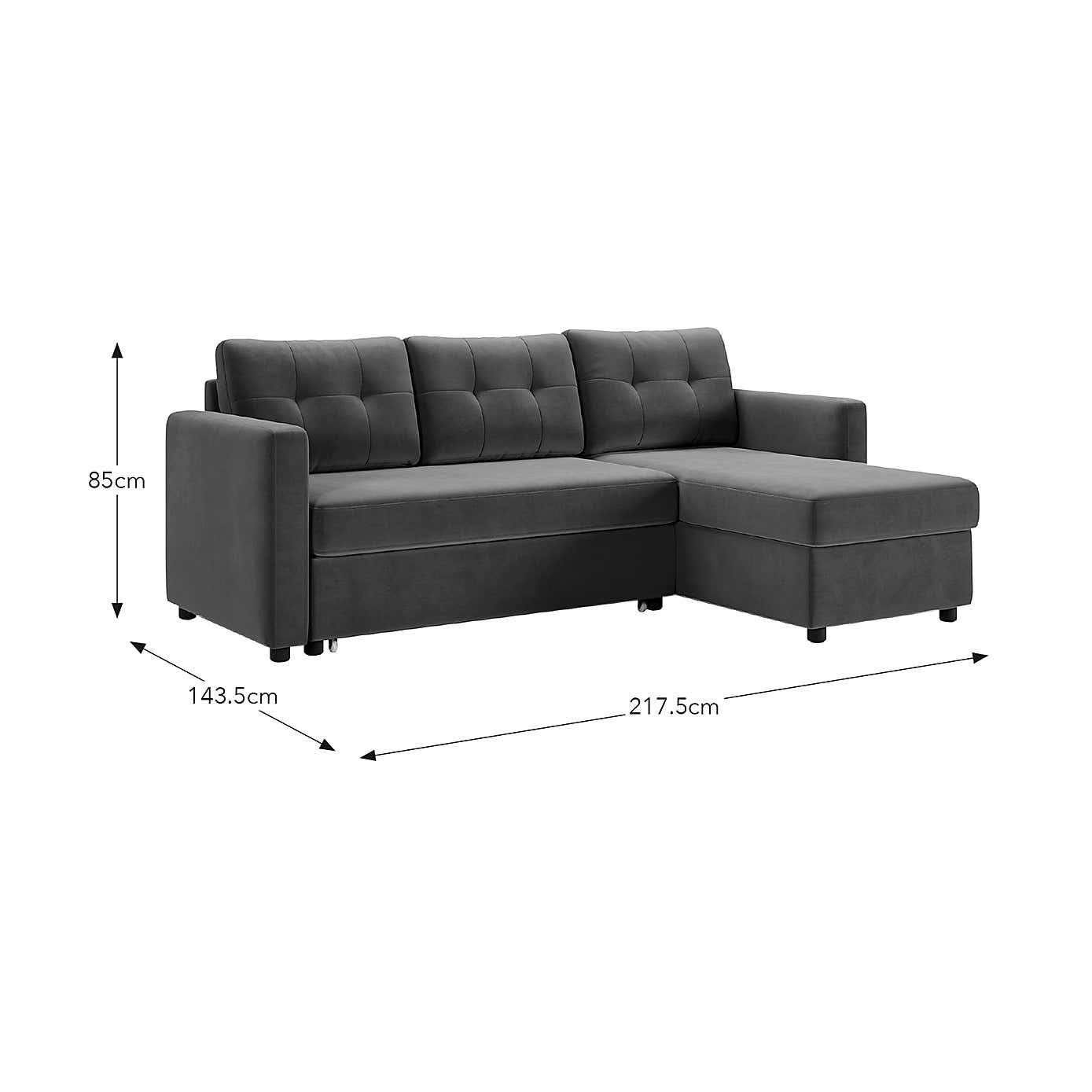 Barker Velvet Trundle Corner Chaise Sofa Bed