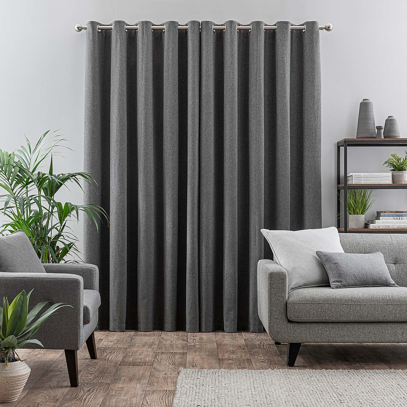 Luna Brushed Reversible Blackout Eyelet Curtains