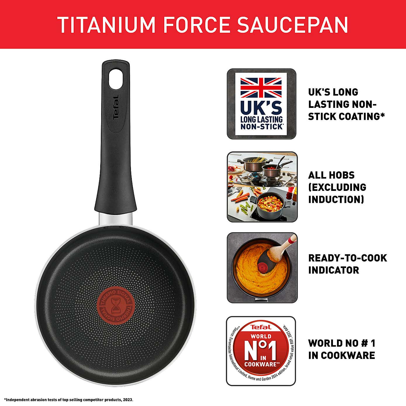 Tefal Titanium Force Non-Stick Aluminium Saucepan, 20cm