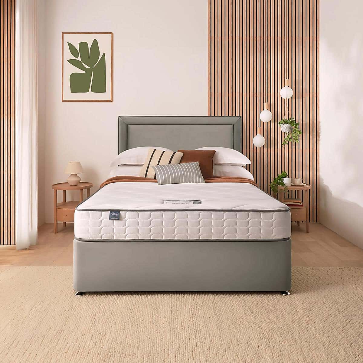 Silentnight 2 Drawer Divan Bed With Velvet Malvern Headboard