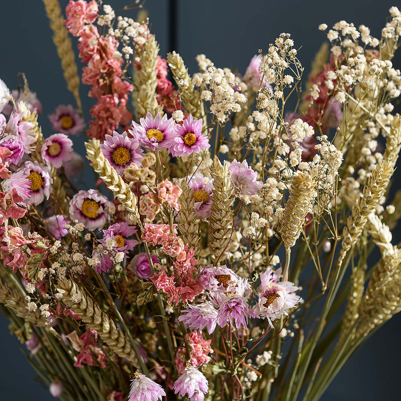 Dried Pink Delphinium Bouquet