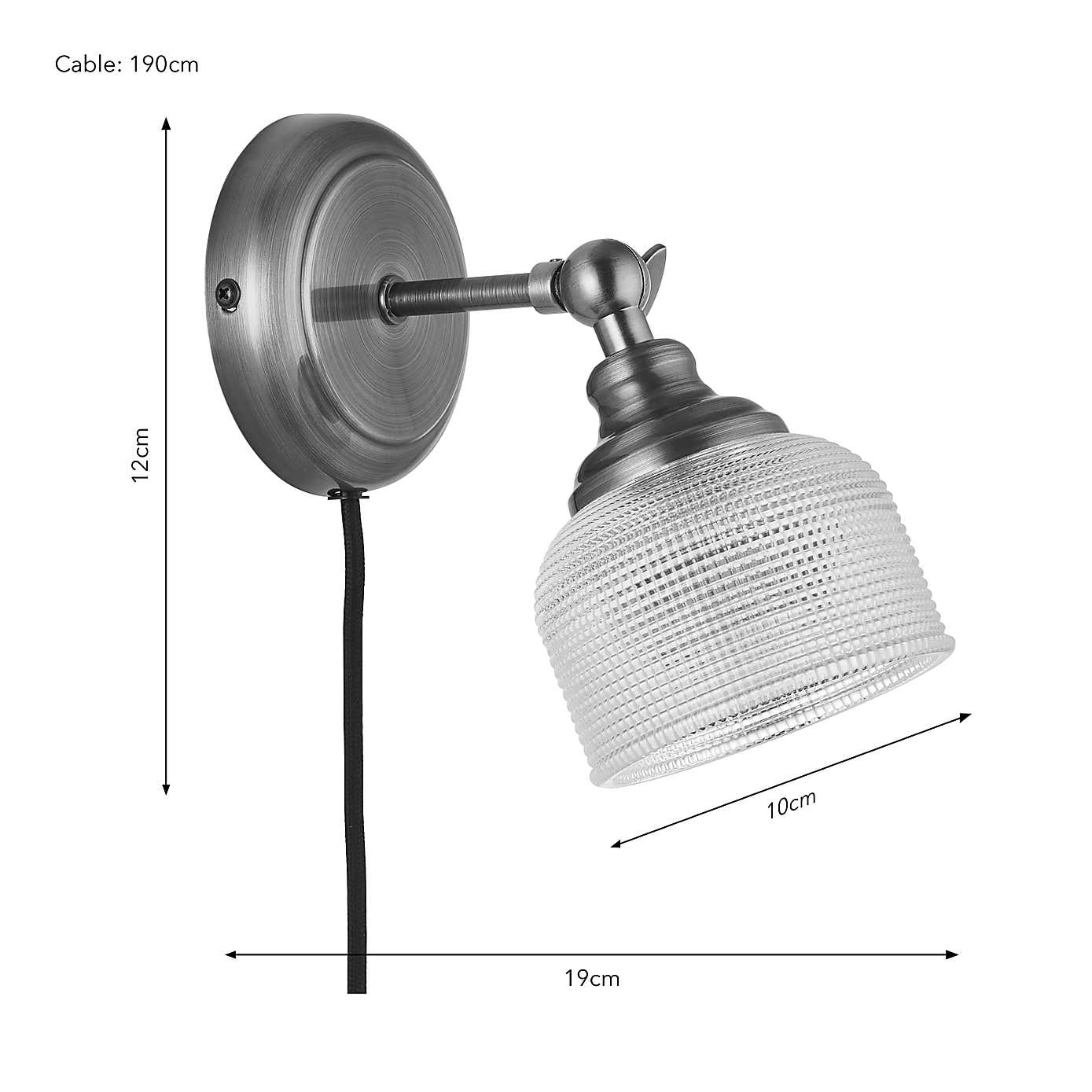 Amesbury Industrial Adjustable Plug In Wall Light