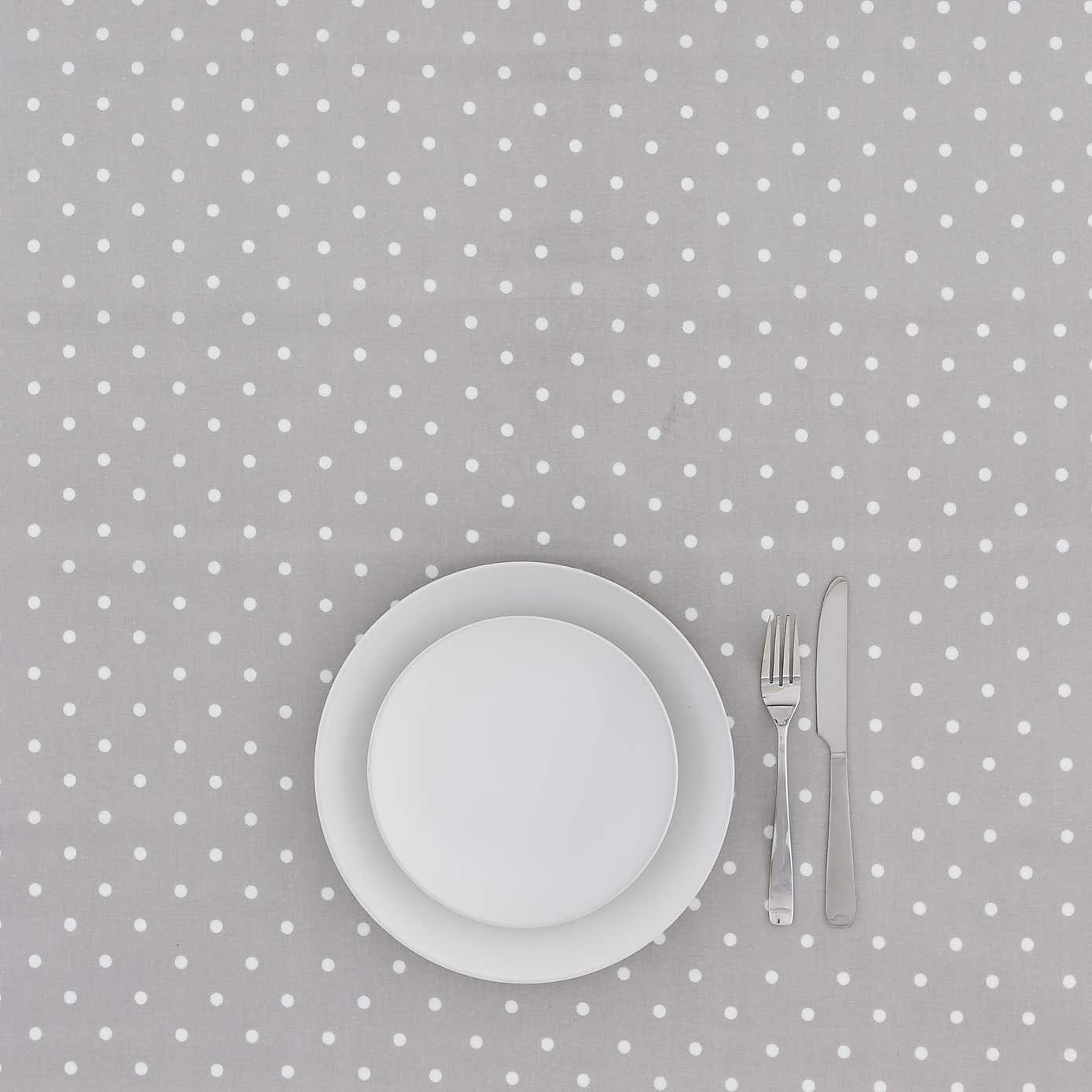 By the Metre Polka Dot PVC Silver with Antibac