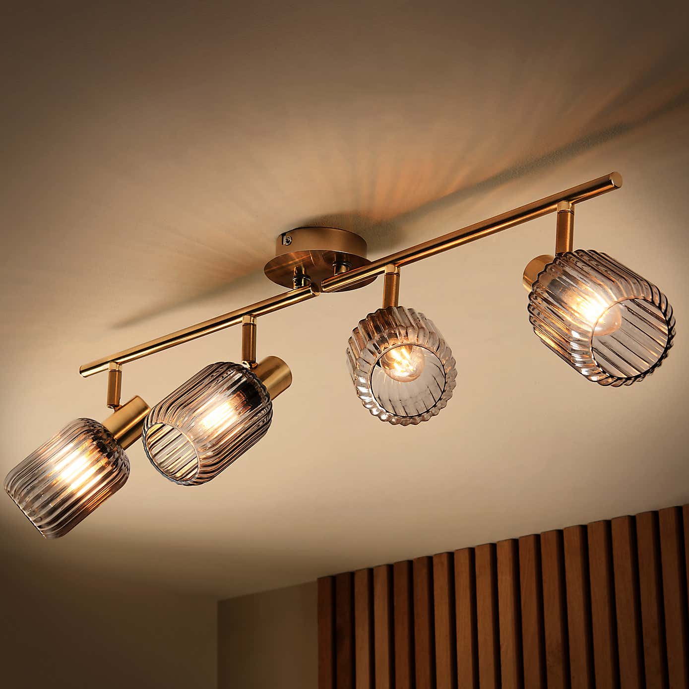 Riley Mid Century Ribbed 4 Light Adjustable Spotlight Bar