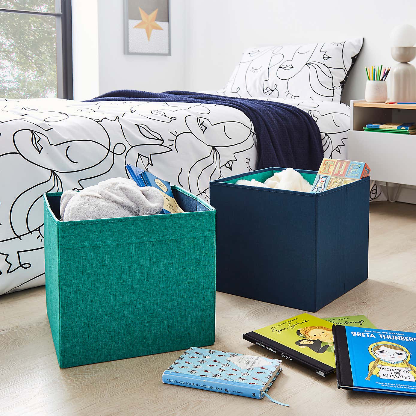 Set of 2 Kids Foldable Cube Storage
