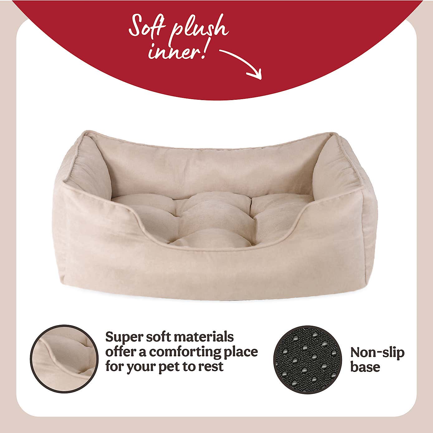 Rosewood Twill Box Pet Bed