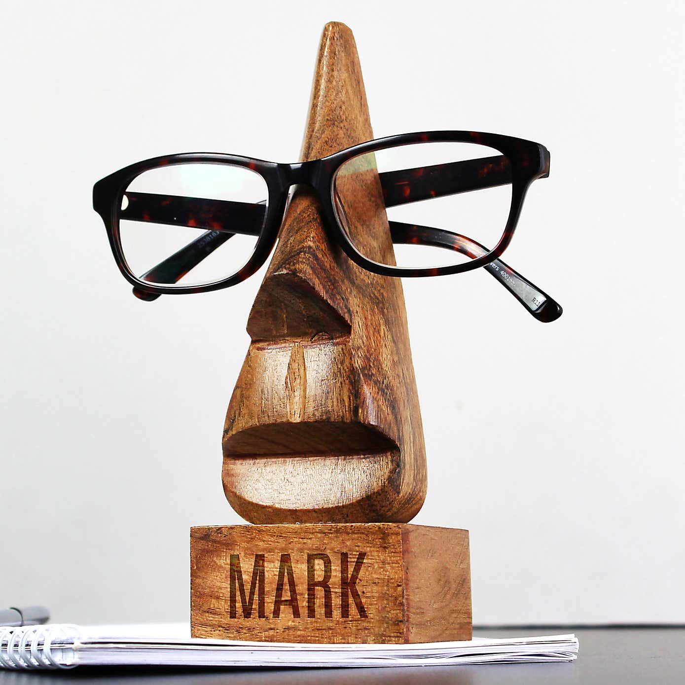 Personalised Name Wooden Nose Shaped Glasses Holder