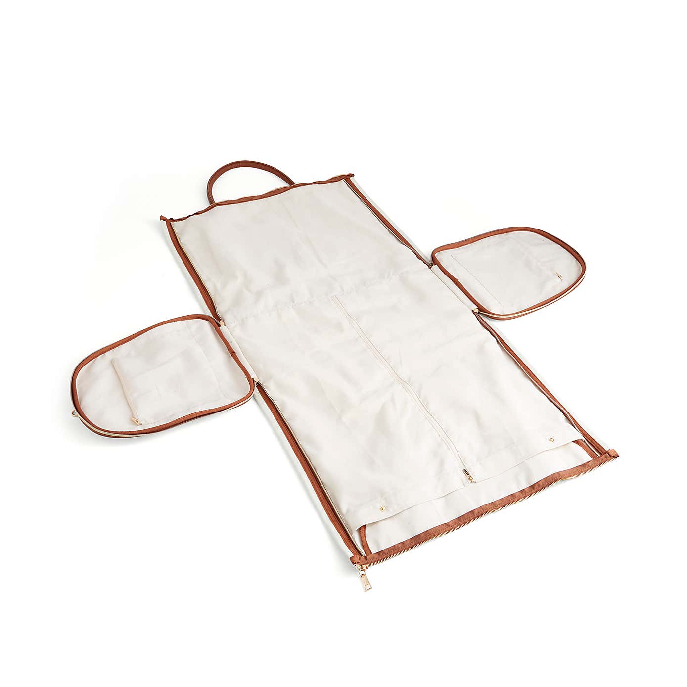 Cream & Tan Faux Leather Fold Out Holdall Bag