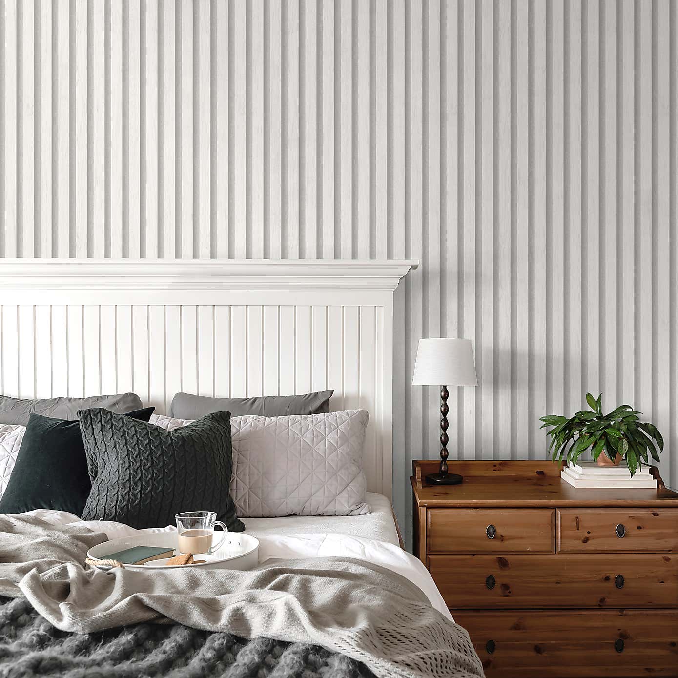 Narrow Wooden Slat Panel Wallpaper