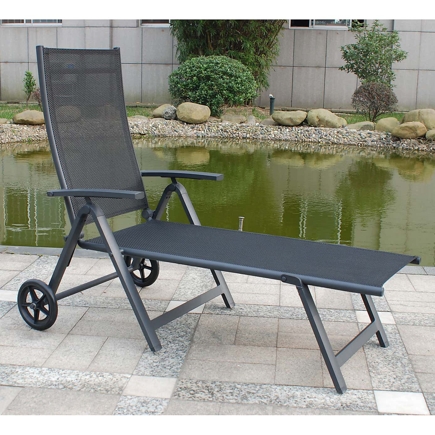 Sorrento Black Wheeled Sun Lounger