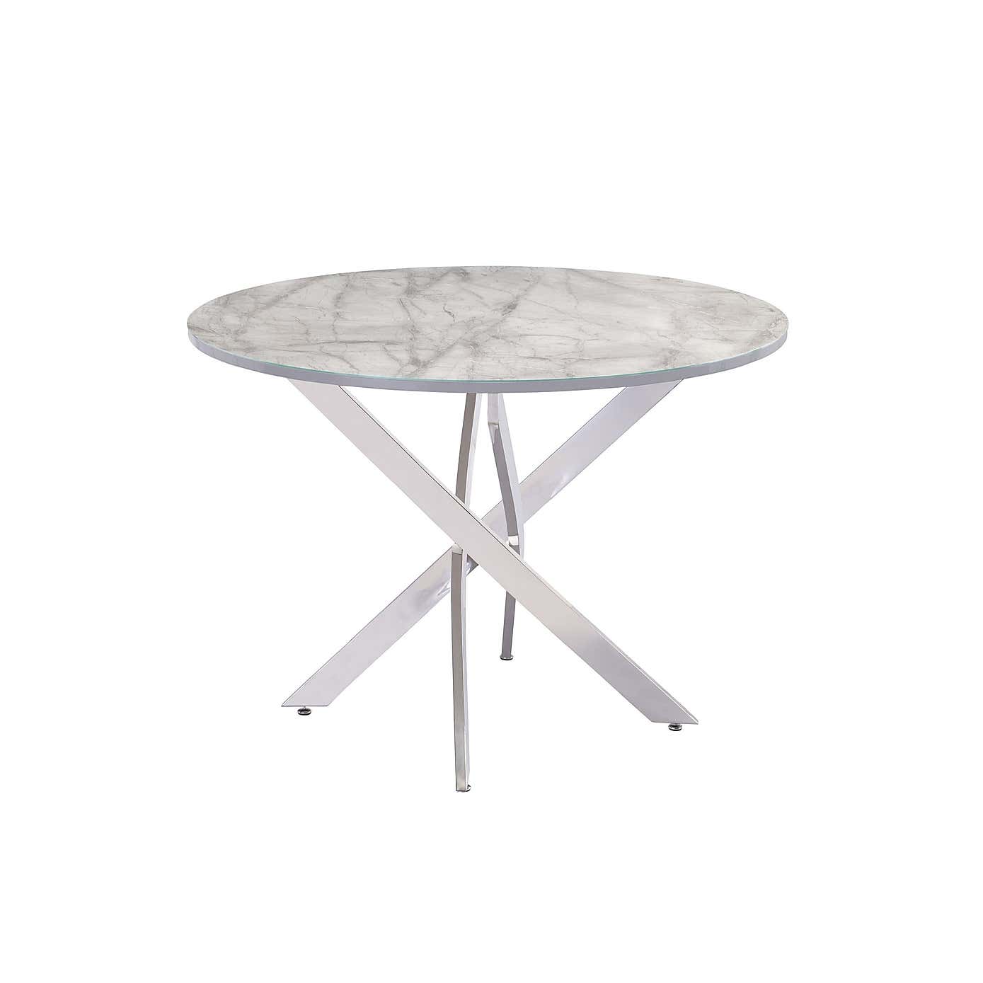 Alden Round 4 Seater Dining Table Marble Effect Glass