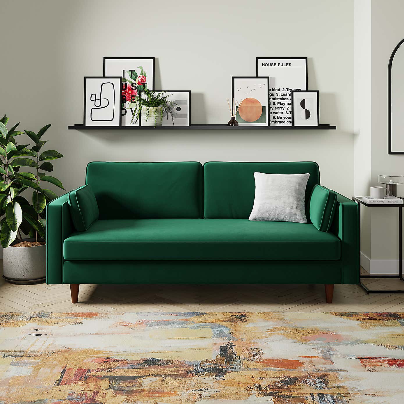 Zoe Plain Velvet 3 Seater Sofa