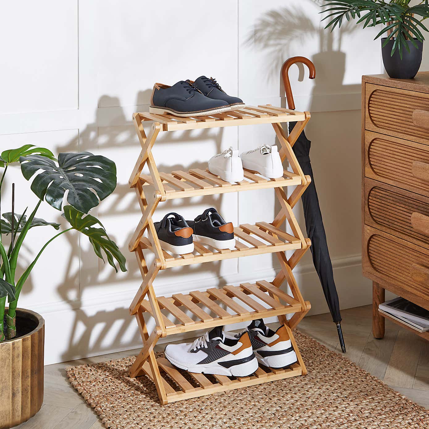 Bamboo Folding Shoe Rack