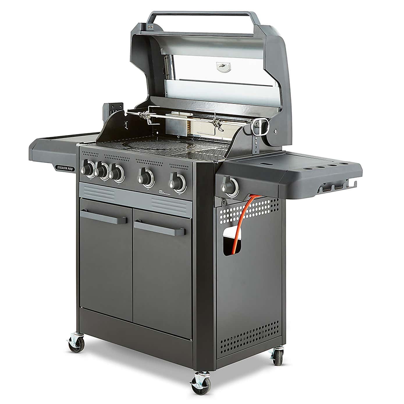Tower Stealth Pro Six Burner Gas BBQ, Black Steel