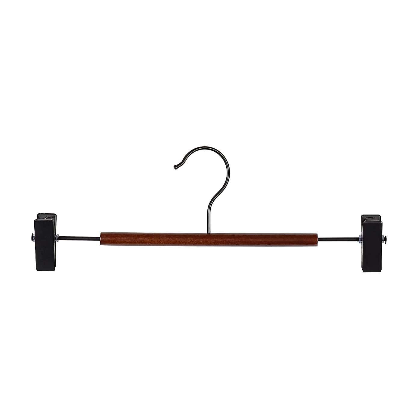 Set of 6 Wooden Bar Clip Trouser Hangers