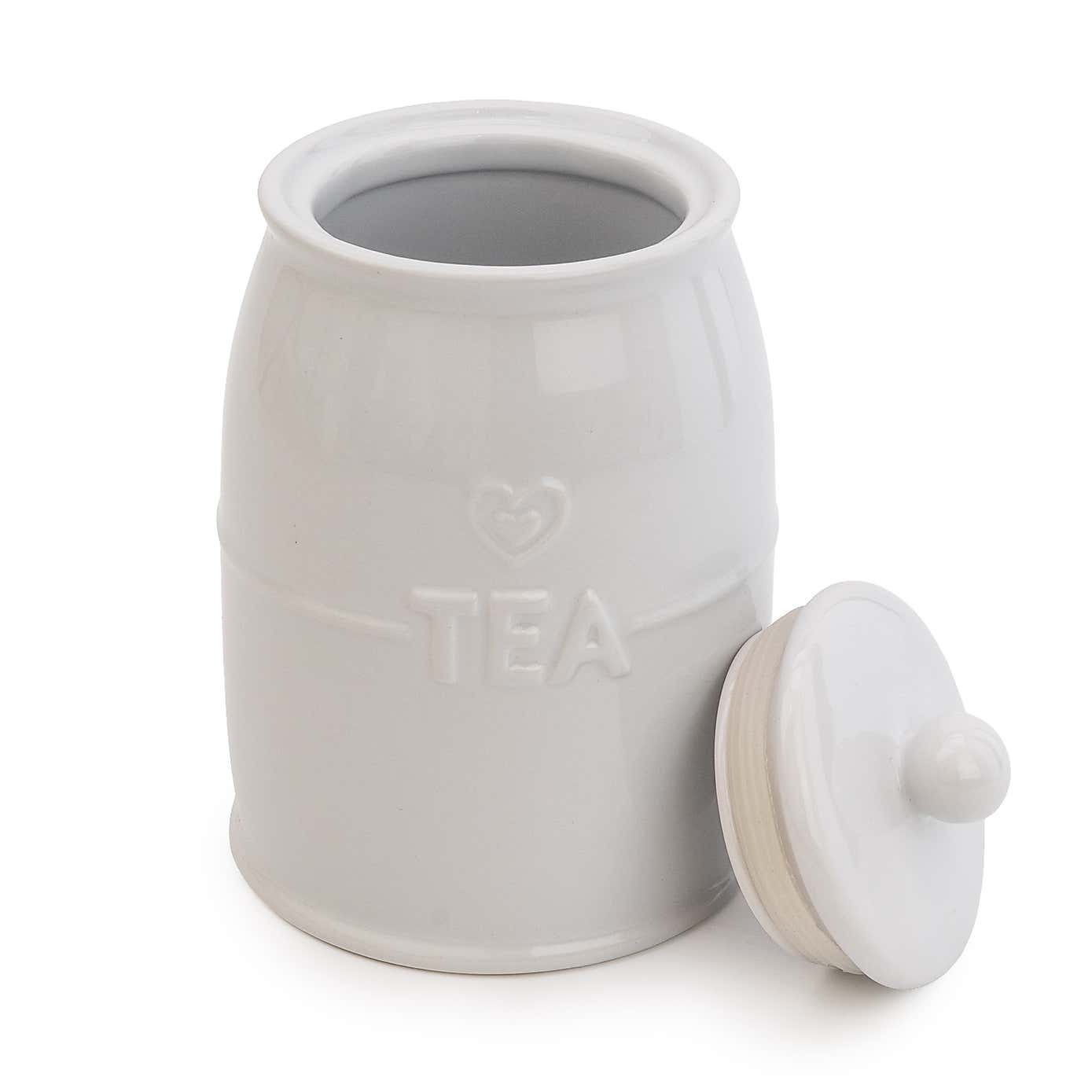 White Hearts Tea Canister
