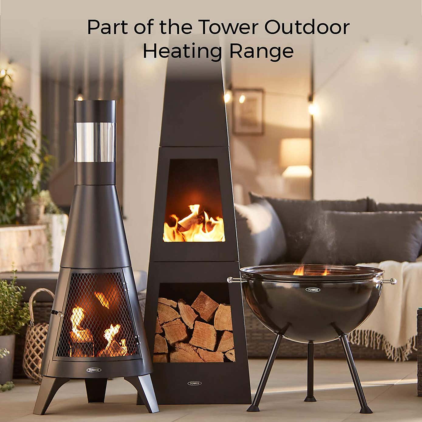 Tower Obelisk Log Burner, Black Steel