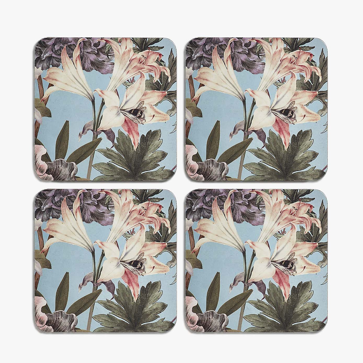 Set of 4 Kew Bee Floral Coasters