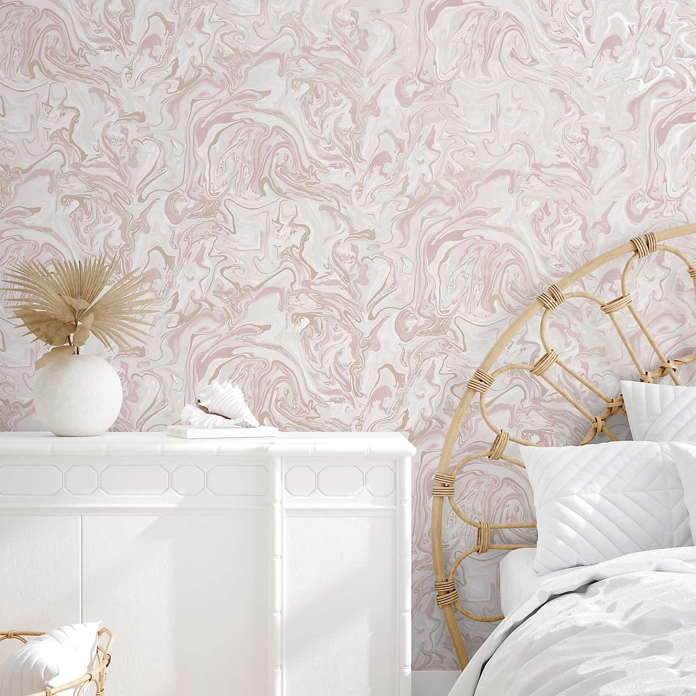 Marble Swirl Blush Self Adhesive Wallpaper