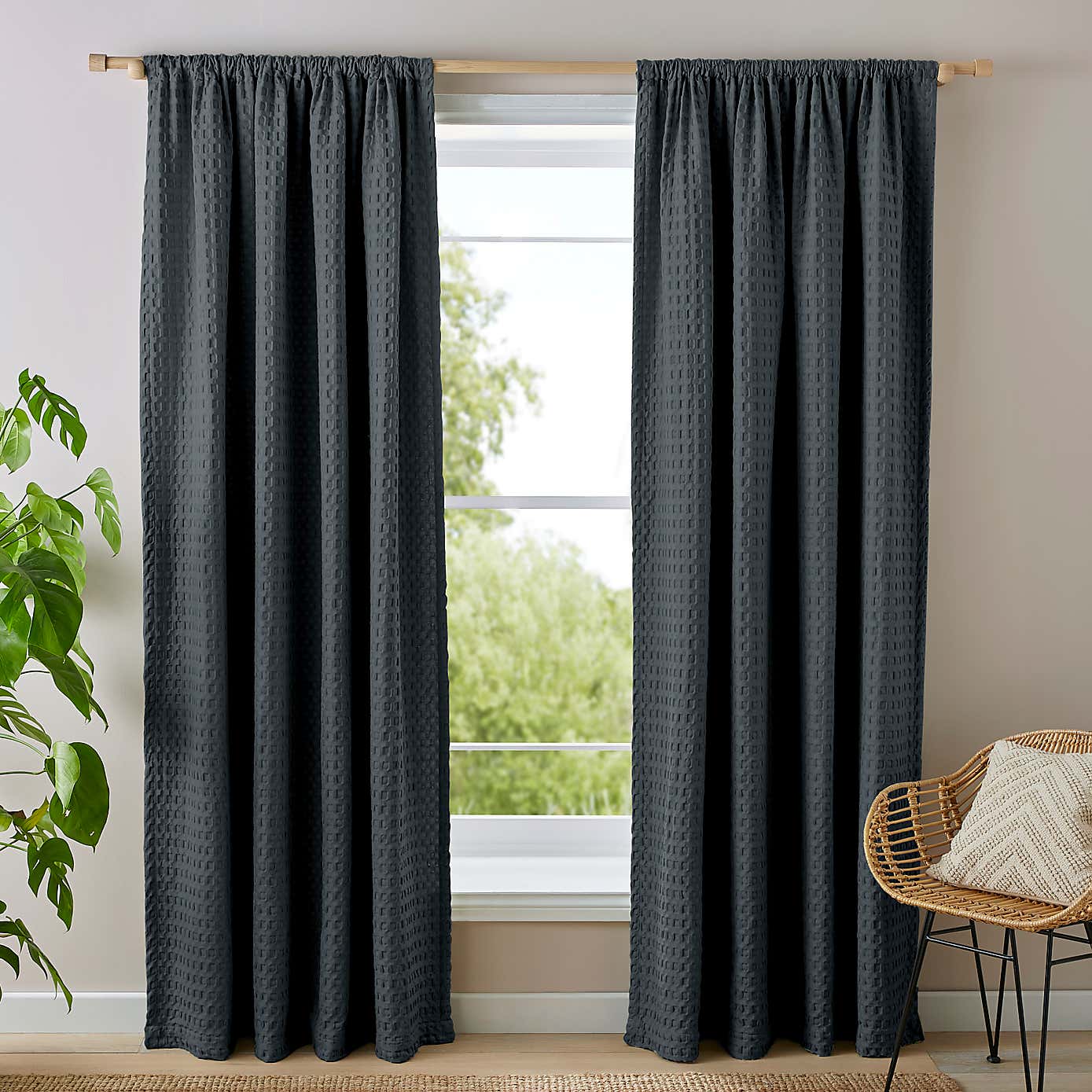 Emerson Waffle Slot Top Curtains