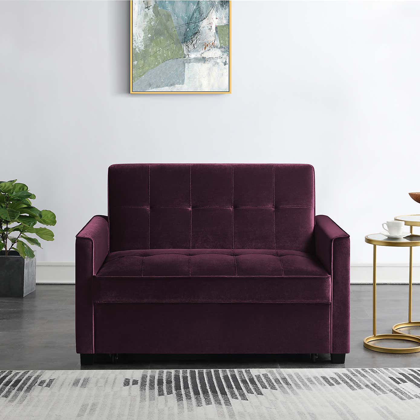Summer Velvet 2 Seater Sofa Bed