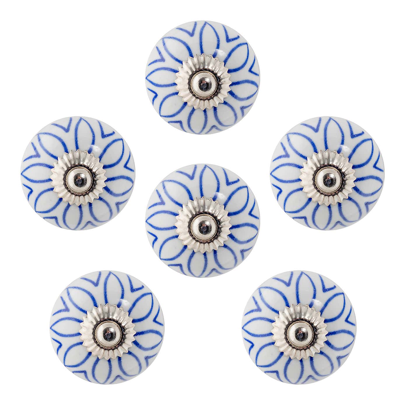 Set of 6 Nicola Spring Light Blue Round Drawer Knobs