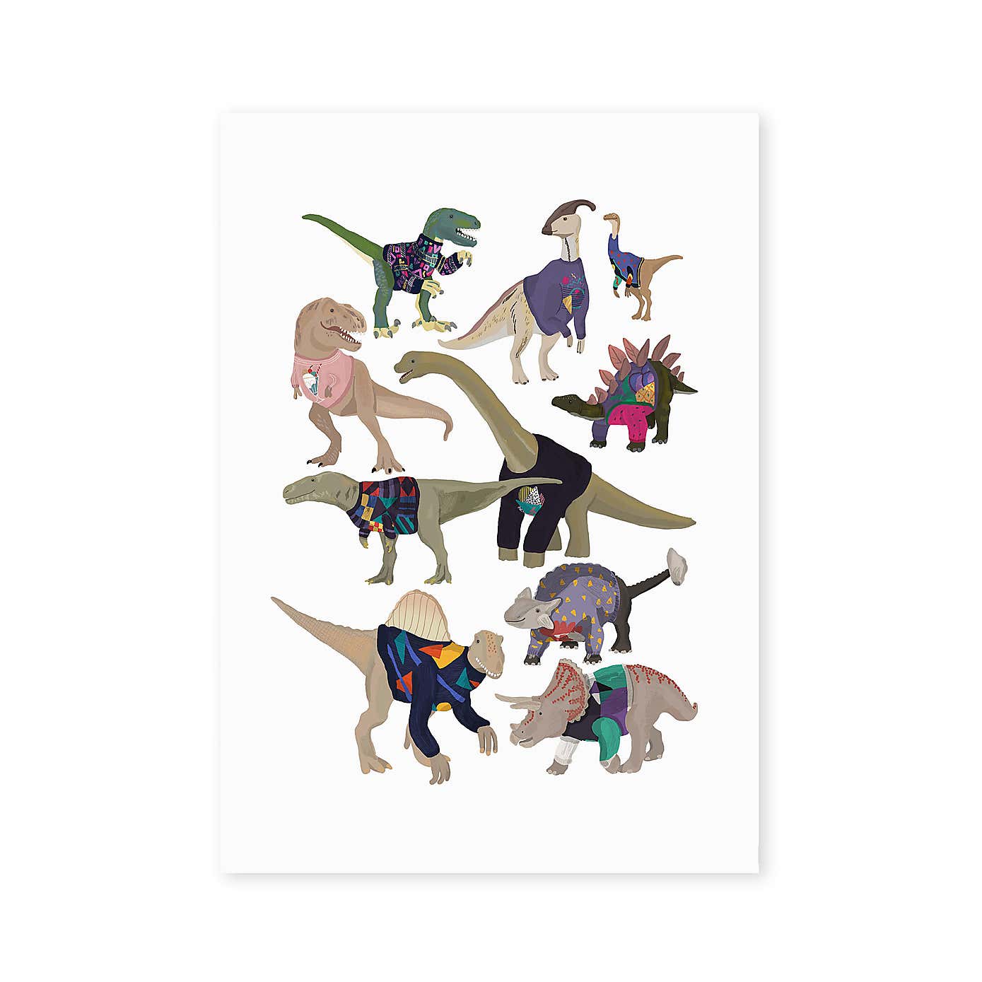 East End Prints Dinosaurs in 80s Jumpers by Hanna Melin Print