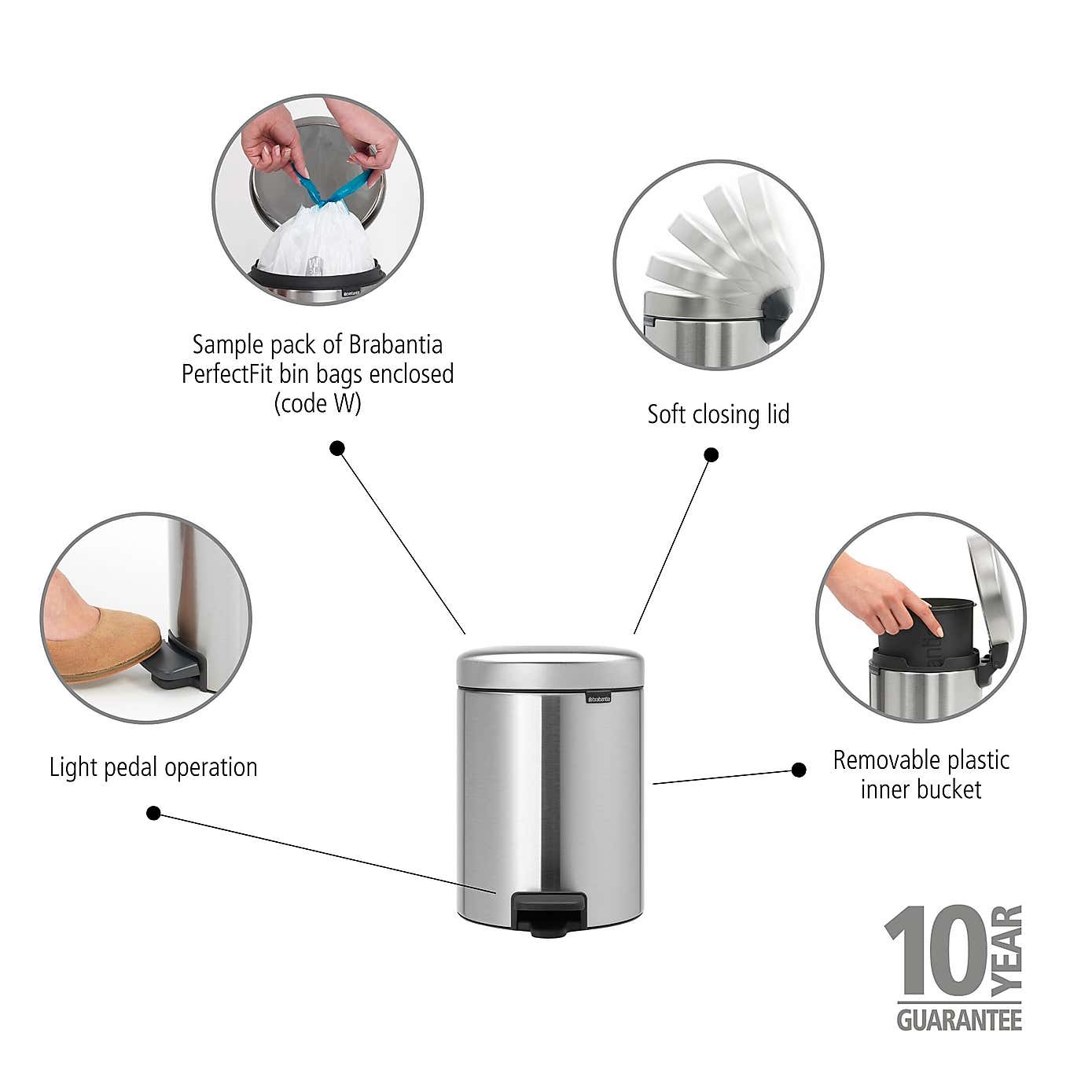 Brabantia NewIcon 5L Pedal Bin