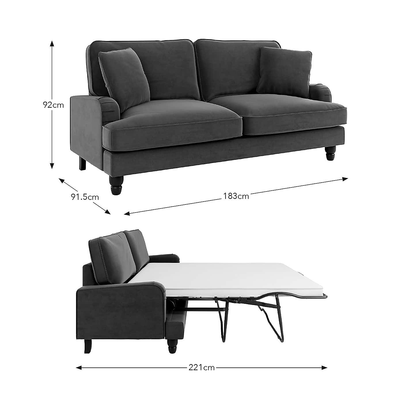 Beatrice Luna Fabric 3 Seater Double Sofa Bed