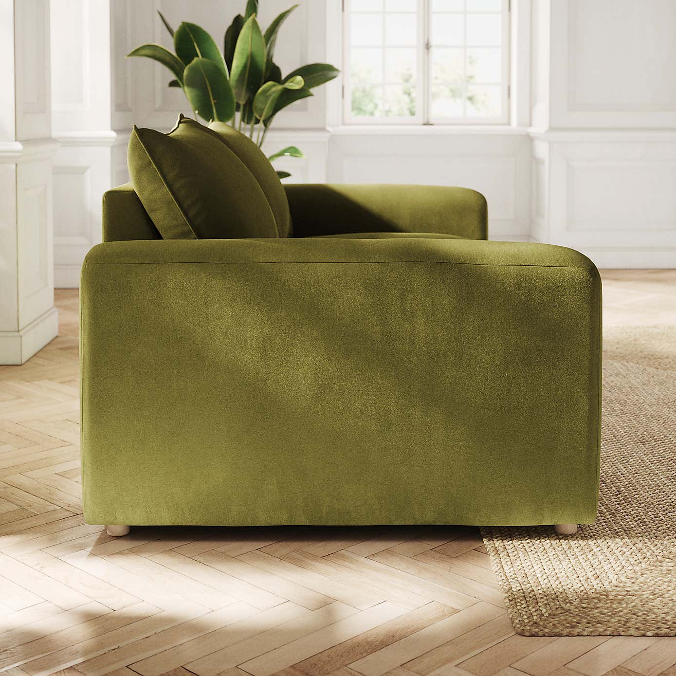 Full Circle Austin Luxury Velvet 4 Seater Sofa, Olive