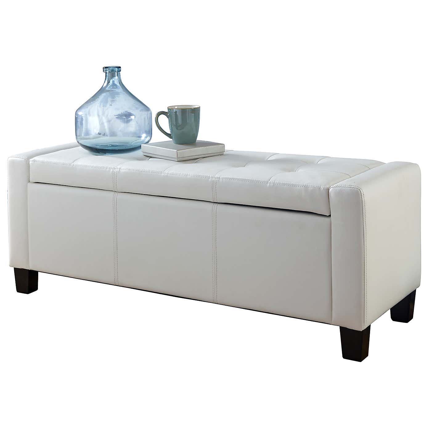 Verona PU Leather Ottoman Bench White