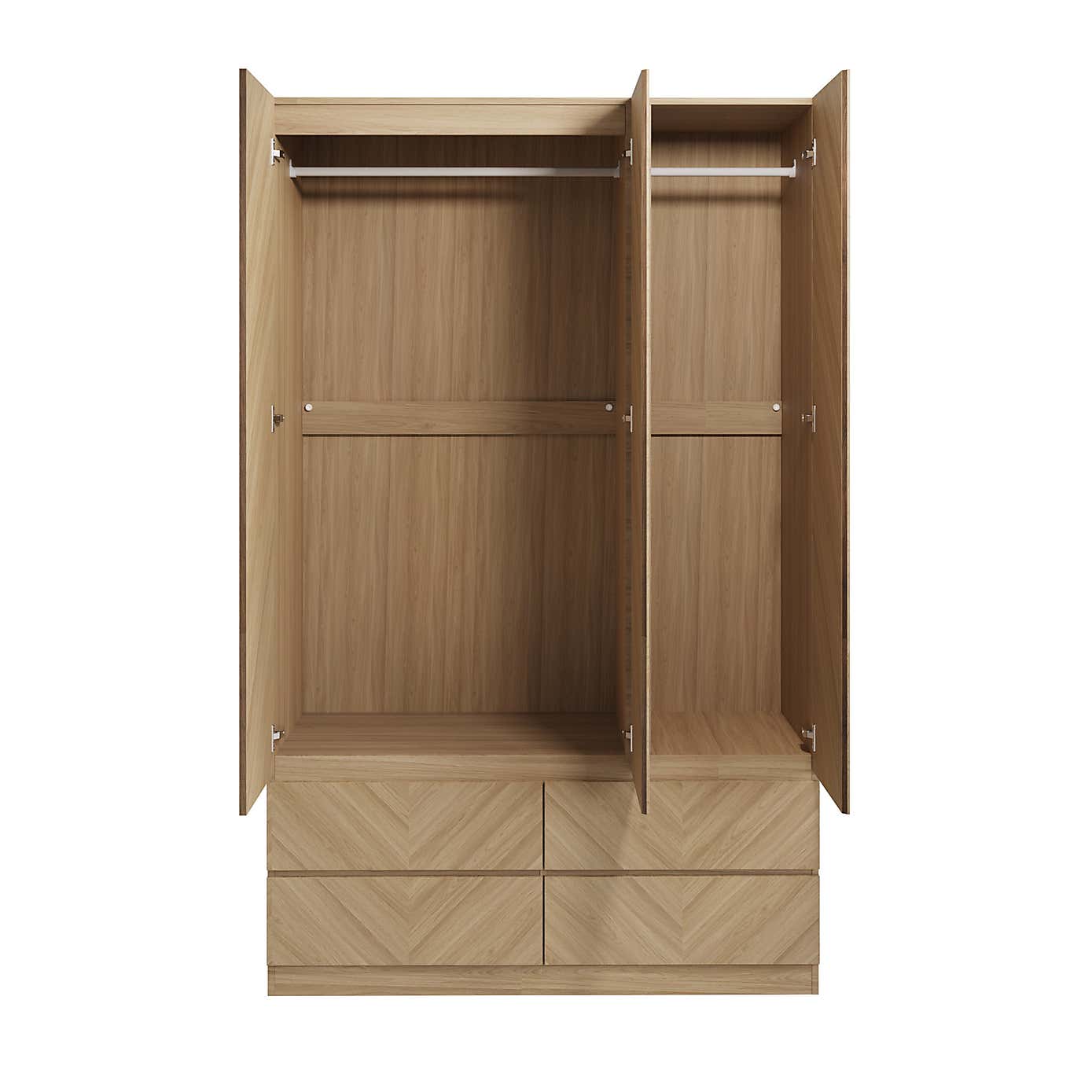 Taranto Triple, 4 Drawer Wardrobe Euro Oak
