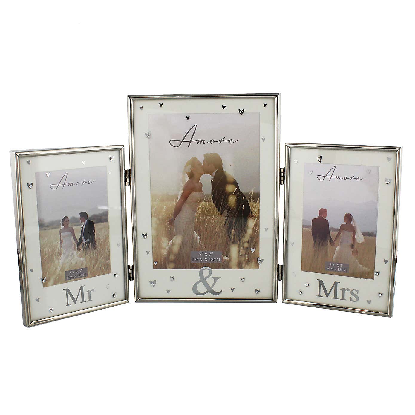 Amore Mr & Mrs Triple Photo Frame